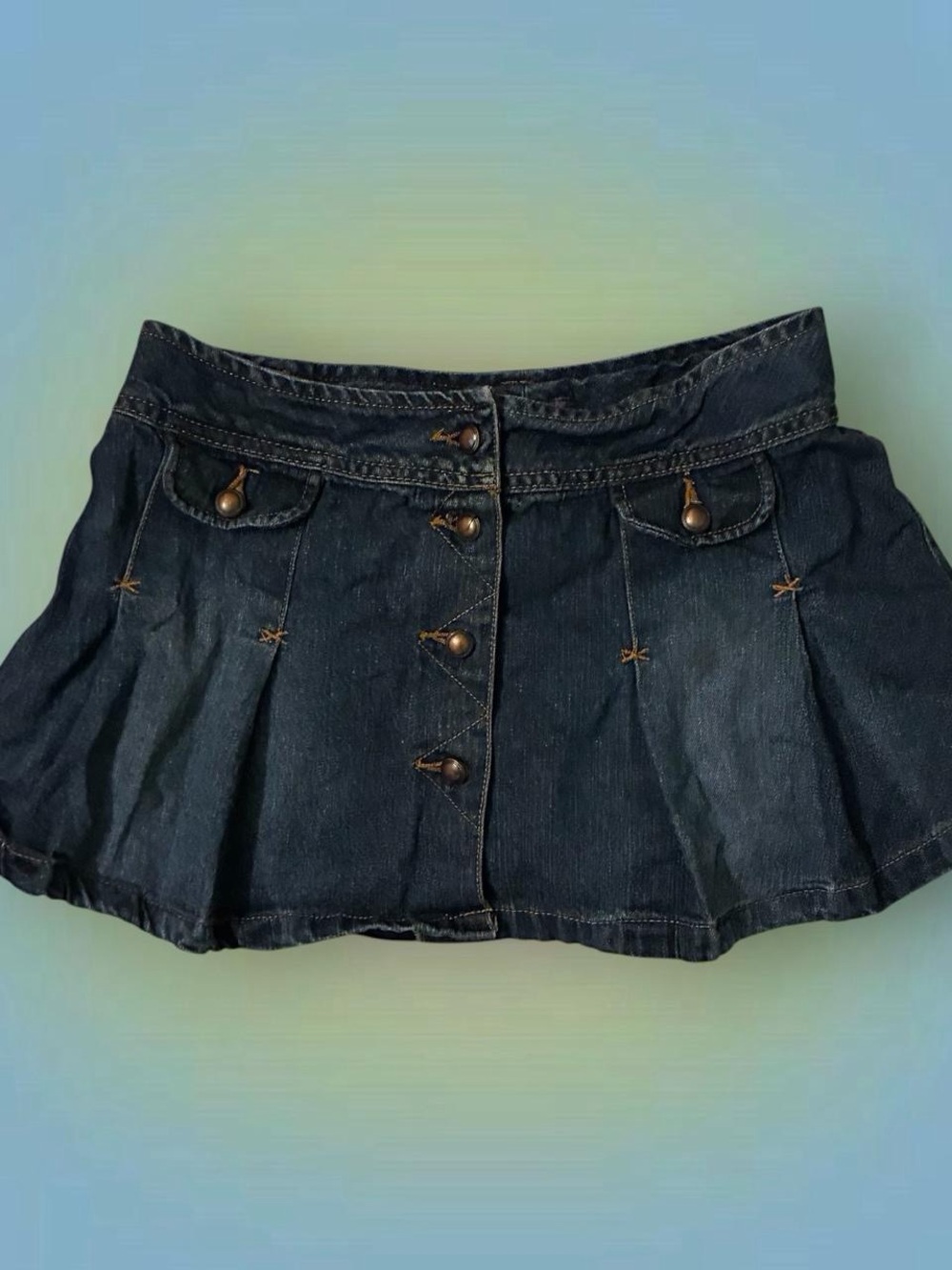 Faded Glory Dark Blue Denim Mini Skirt with Front Buttons
